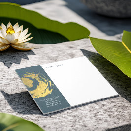 Bloco De Notas Elegante YOGA Azul e ZEN Dourado Símbolo Brushstro