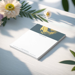 Bloco De Notas Elegante YOGA Azul e ZEN Dourado Símbolo Brushstro