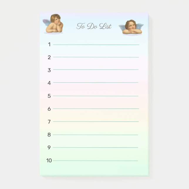 Bloco De Notas Elegantes Querubins de Rafael em Tons Pastéis (Frente)