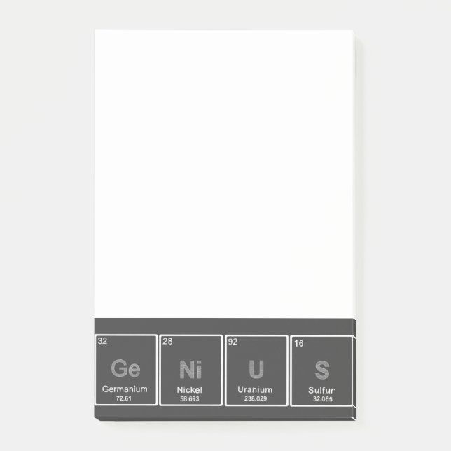 Bloco De Notas Elementos de Mesa Periódica do GeNiUS anotações de (Frente)