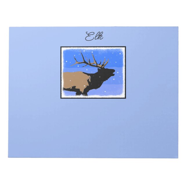 Bloco De Notas Elk Bugling no inverno - Arte original sobre a vid (Frente)