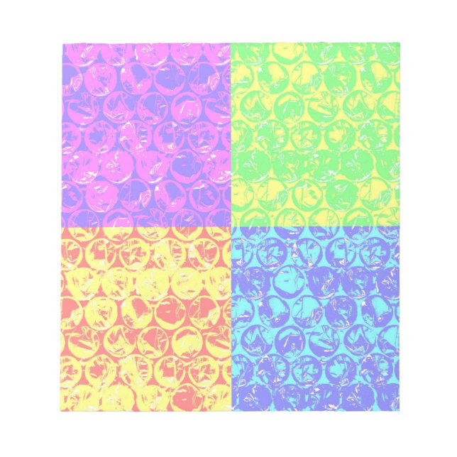 Bloco De Notas Embalagem com bolhas de pop arco-íris (Frente)