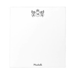 Bloco De Notas Emblema Real Moderno Leões Monograma Script