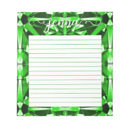 Bloco De Notas Emerald Gemstone Lined Personalizado