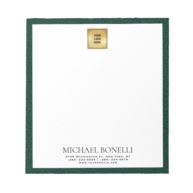 Bloco De Notas Emerald Green Leather Square (Frente)