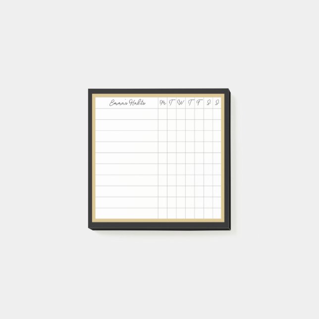 Bloco De Notas Emma Stripe Collection Habit Tracker em Preto (Frente)