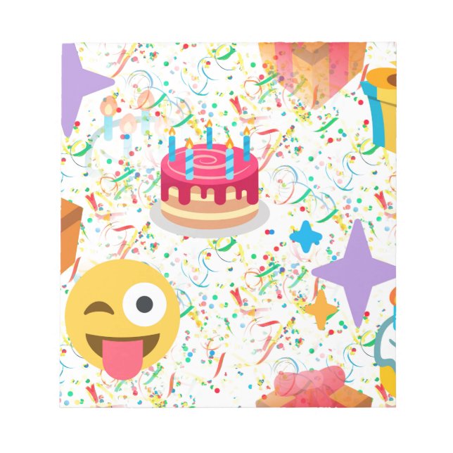 Bloco De Notas emoji de feliz aniversário (Frente)