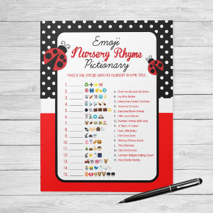 Bloco De Notas Emoji Nursery Rhyme Ladybug Jogo de Chá de fraldas