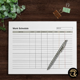 Bloco De Notas Employee Work Schedule 