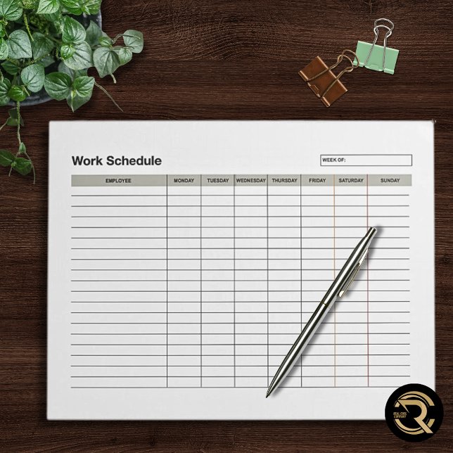 Bloco De Notas Employee Work Schedule  (Criador carregado)