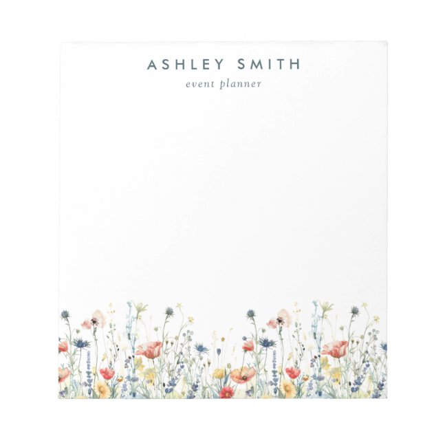 Bloco De Notas Empresa de Flores Silvestres Vibrantes (Frente)