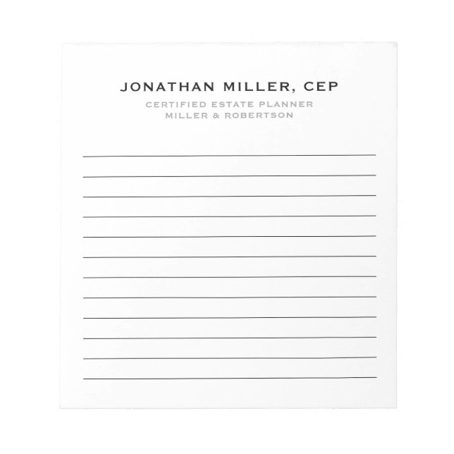 Bloco De Notas Empresa de Título do Nome Vinculado Profissional (Frente)