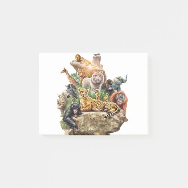 Bloco De Notas Encontro de Animais da Floresta Animal do Leão de  (Frente)