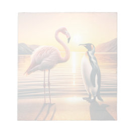 Bloco De Notas Encontro Flamingo e Penguin Sunset