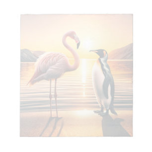 Bloco De Notas Encontro Flamingo e Penguin Sunset