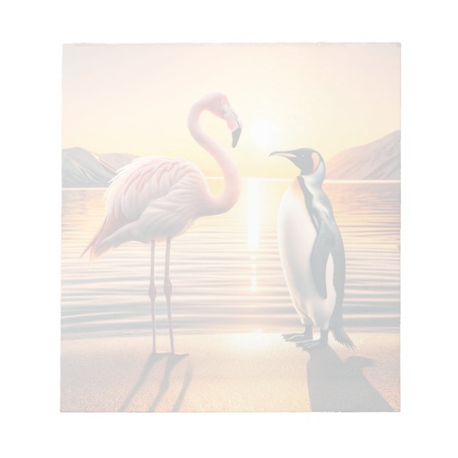 Bloco De Notas Encontro Flamingo e Penguin Sunset (Frente)