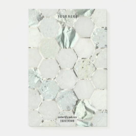 Bloco De Notas Endereço do Nome Lux do Hexagon Marble Mint Green 
