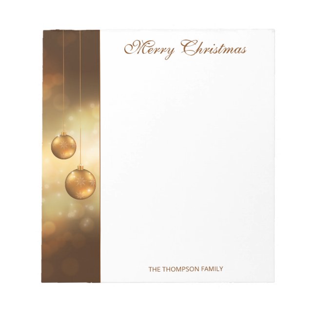 Bloco De Notas Enfeites de Natal Amarelo Dourado Com Texto Person (Frente)