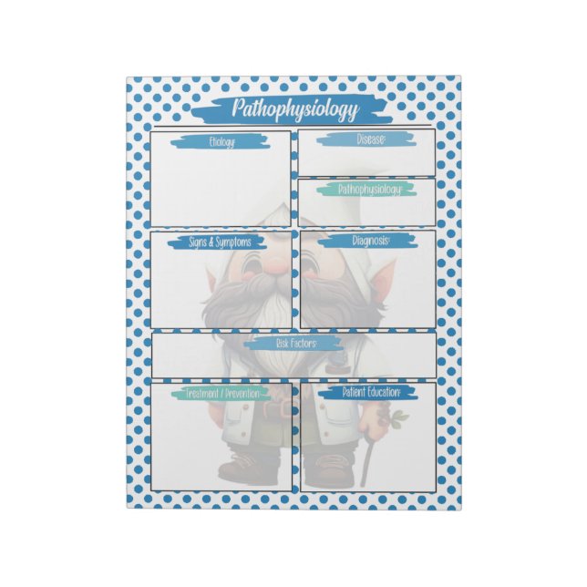 Bloco De Notas Enfermagem do Dr. Blue Gnome - Modelo de Patofisio (Invertido)