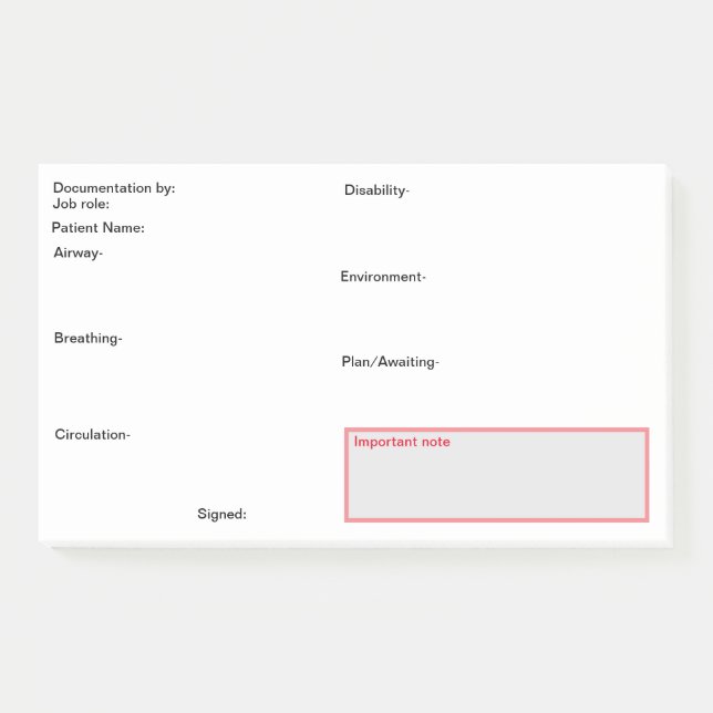 Bloco De Notas Enfermando postas de documentação. (Frente)