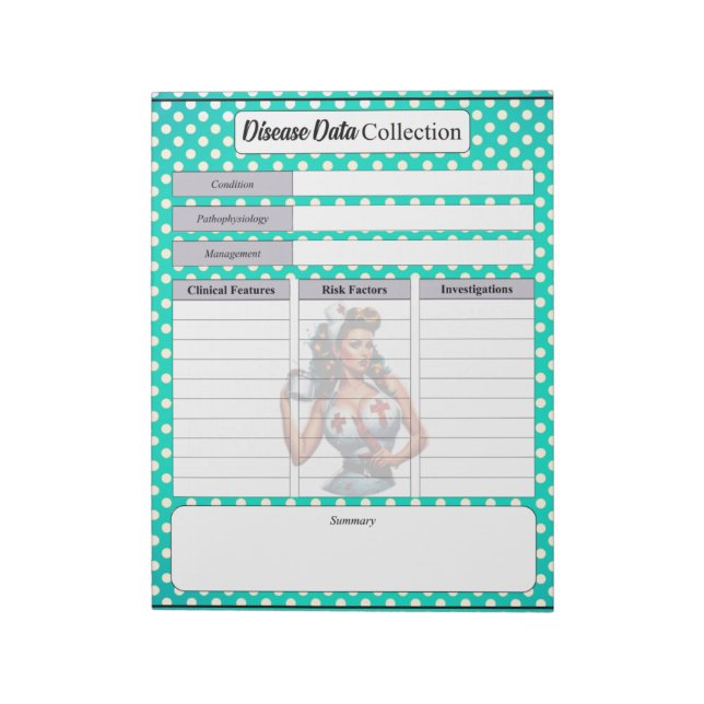 Bloco De Notas Enfermeira Abençoada - Coleta de Dados sobre Doenç (Invertido)