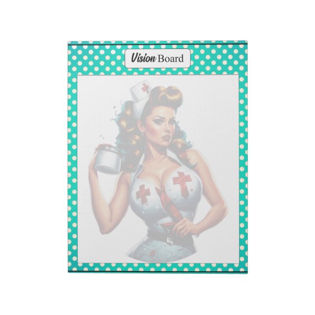 Bloco De Notas Enfermeira abençoada Conselho Pinup_ Vision (Invertido)