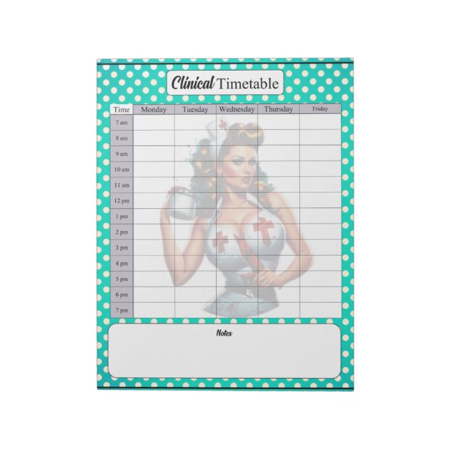 Bloco De Notas Enfermeira Abençoada Pinup _ Calendário Clínico (Invertido)
