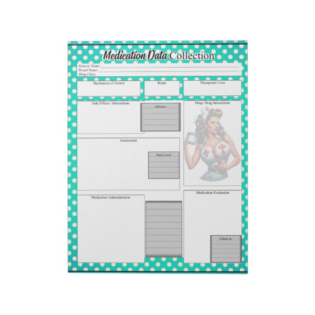 Bloco De Notas Enfermeira Abençoada Pinup _ Coleta de Dados de Me (Invertido)