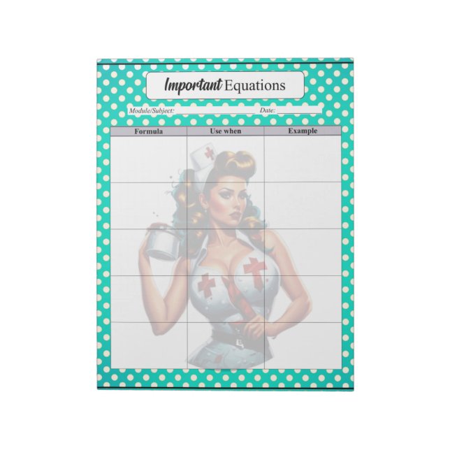 Bloco De Notas Enfermeira Abençoada Pinup _ Equações importantes (Invertido)