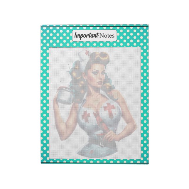 Bloco De Notas Enfermeira Abençoada Pinup_ Notas importantes (Invertido)