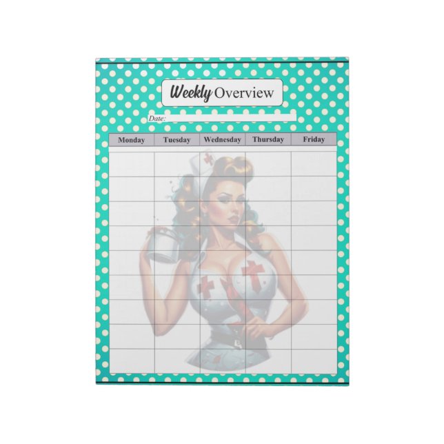 Bloco De Notas Enfermeira Abençoada Pinup_ Weekly Visão Geral (Invertido)