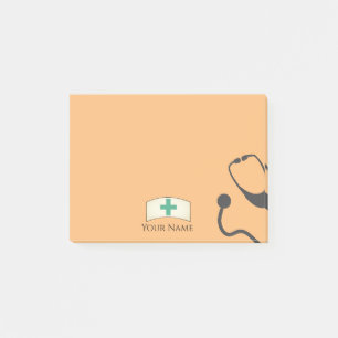 Bloco De Notas Enfermeira Bonita Estetoscópio Médico Laranja Pe