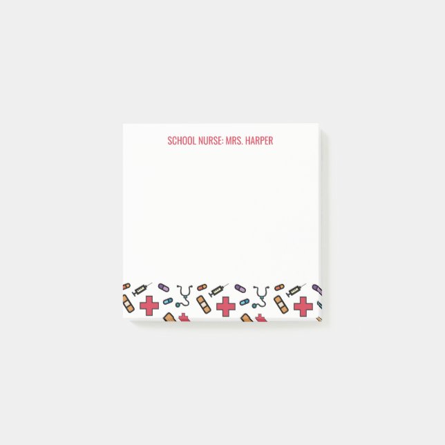 Bloco De Notas Enfermeira da escola personalizada da mesa de (Frente)