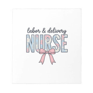 Bloco De Notas Enfermeira de Trabalho e Parto Laço Floral Camisa