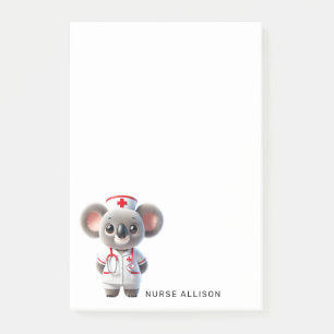 Bloco De Notas Enfermeira de Urso Koala Cute Personalizada 4x6