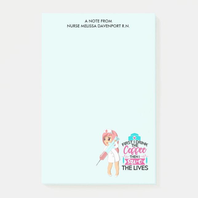 Bloco De Notas Enfermeira Engraçada Dizendo com Grande Agulha hip (Frente)