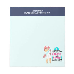 Bloco De Notas Enfermeira Engraçada Dizendo com Grande Agulha hip