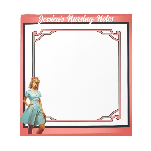 Bloco De Notas Enfermeira Nostálgica Bonita Enfermeira Pinup_ Enf (Frente)