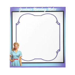 Bloco De Notas Enfermeira Nostálgica Bonita Se Aproxima Na Enferm