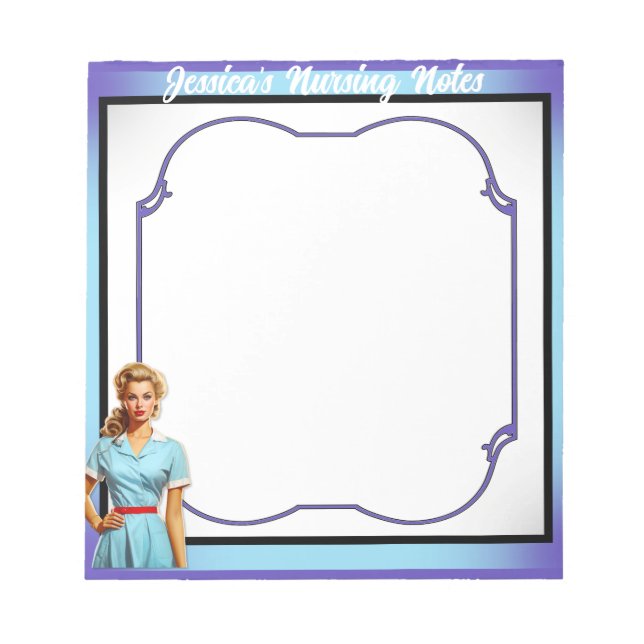 Bloco De Notas Enfermeira Nostálgica Bonita Se Aproxima Na Enferm (Frente)
