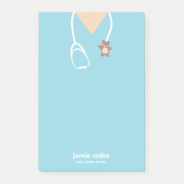 Bloco De Notas Enfermeira pediátrica Blue Teddy Bear Scrus