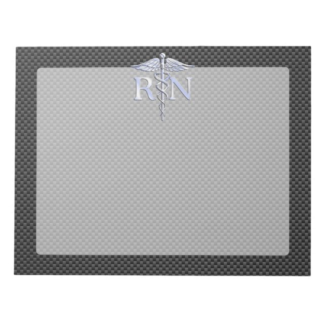 Bloco De Notas Enfermeira Registrada RN Cobras de Silver Caduceus (Frente)