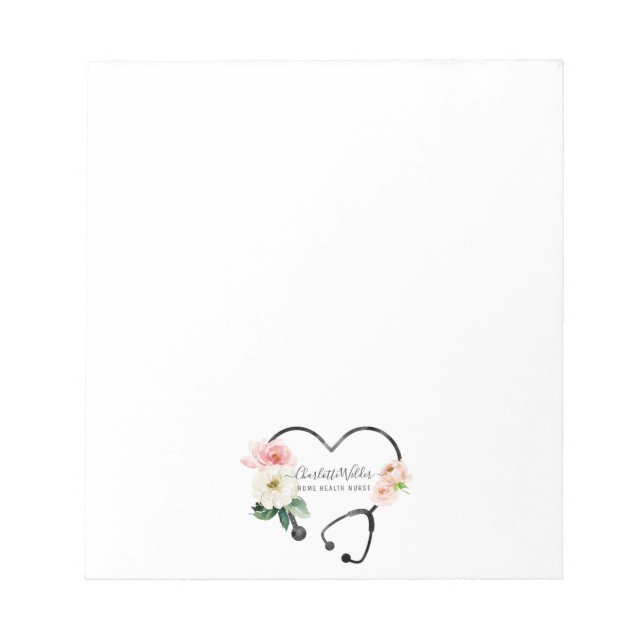 Bloco De Notas Enfermeiro de Saúde Doméstico Cuidador Estetoscópi (Frente)