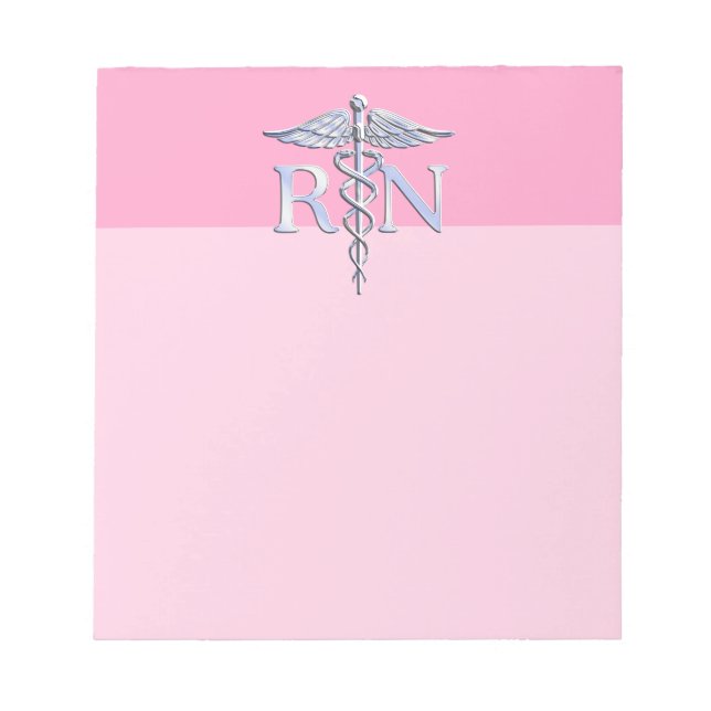 Bloco De Notas Enfermeiro Registrado RN Caduceus em Pastel Pink (Frente)