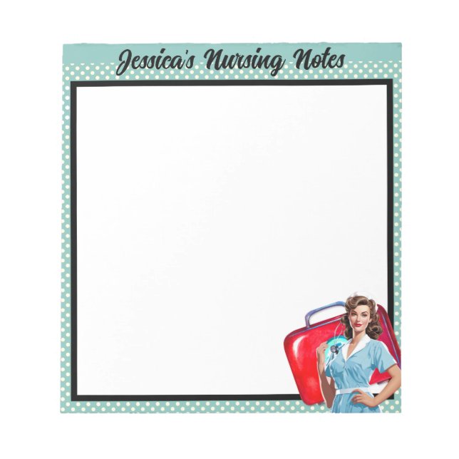 Bloco De Notas Enfermeiro Retroativo Pinup_ Nursing Notas (Frente)
