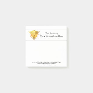 Bloco De Notas Enfermeiro Símbolo médico caducilo dourado branco