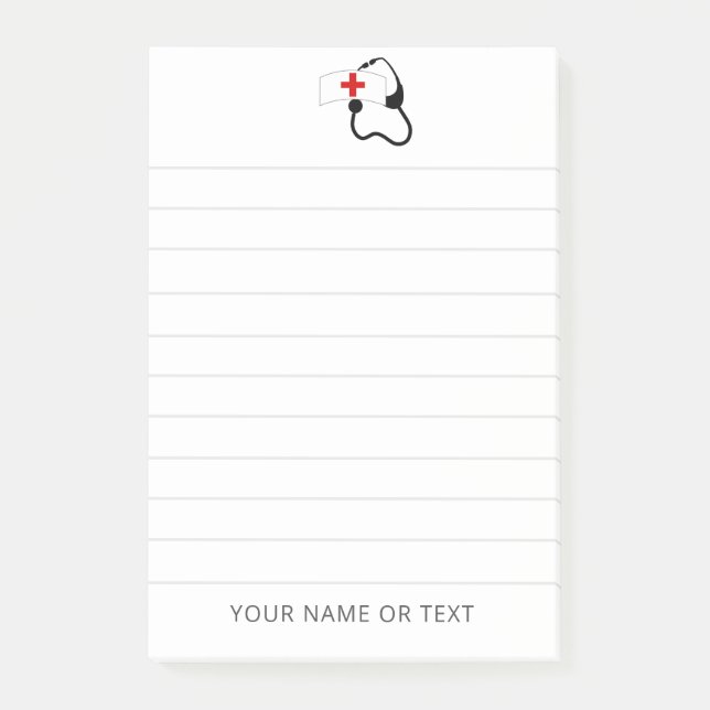 Bloco De Notas Enfermeiro Stethoscope Nome Personalizado Médico (Frente)