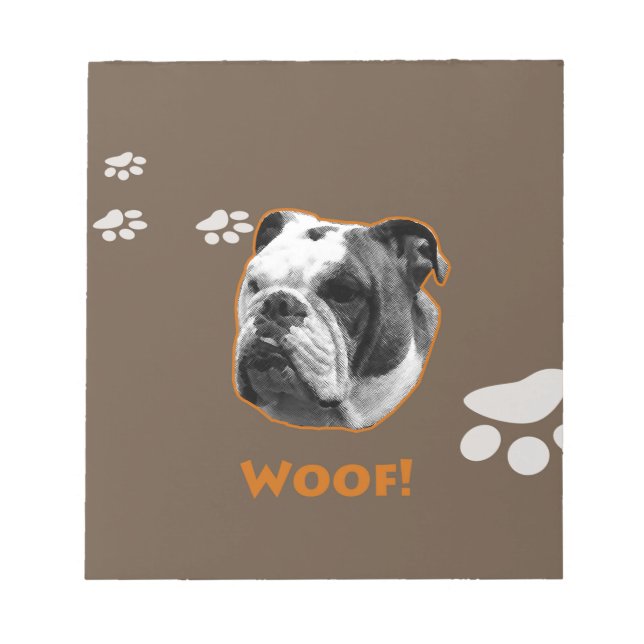 Bloco De Notas English Bulldog Woof (Frente)