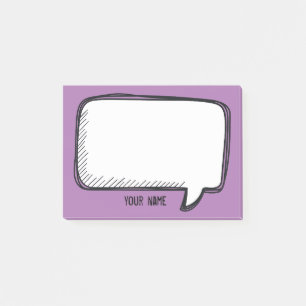 Bloco De Notas Engraçado Branca Talk Bubble Purple Nome Personal
