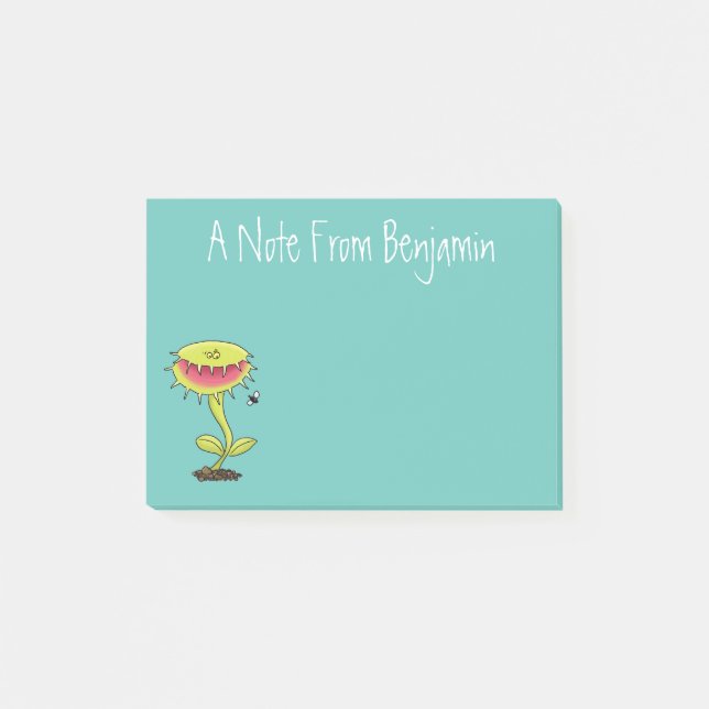 Bloco De Notas Engraçado carnívoro Venus mosca cartoon (Frente)